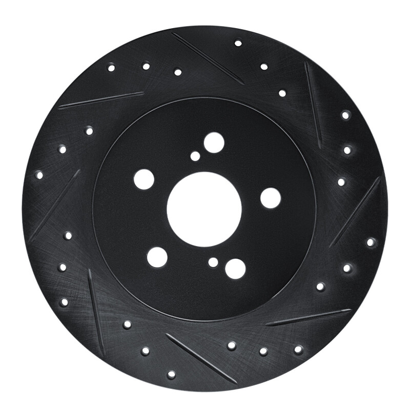 Lexus CT200H Brake Rotor (1) - Rear Right - R1 Concepts - Drilled & Slotted - Black - `11-`17